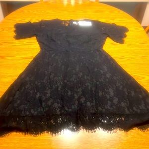 MSLG elegant round neck short sleeves wedding guest floral lace party dress.